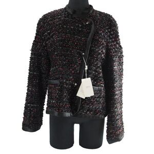 Black Red Multi Runway Wool Blend Jacket Blazer 10